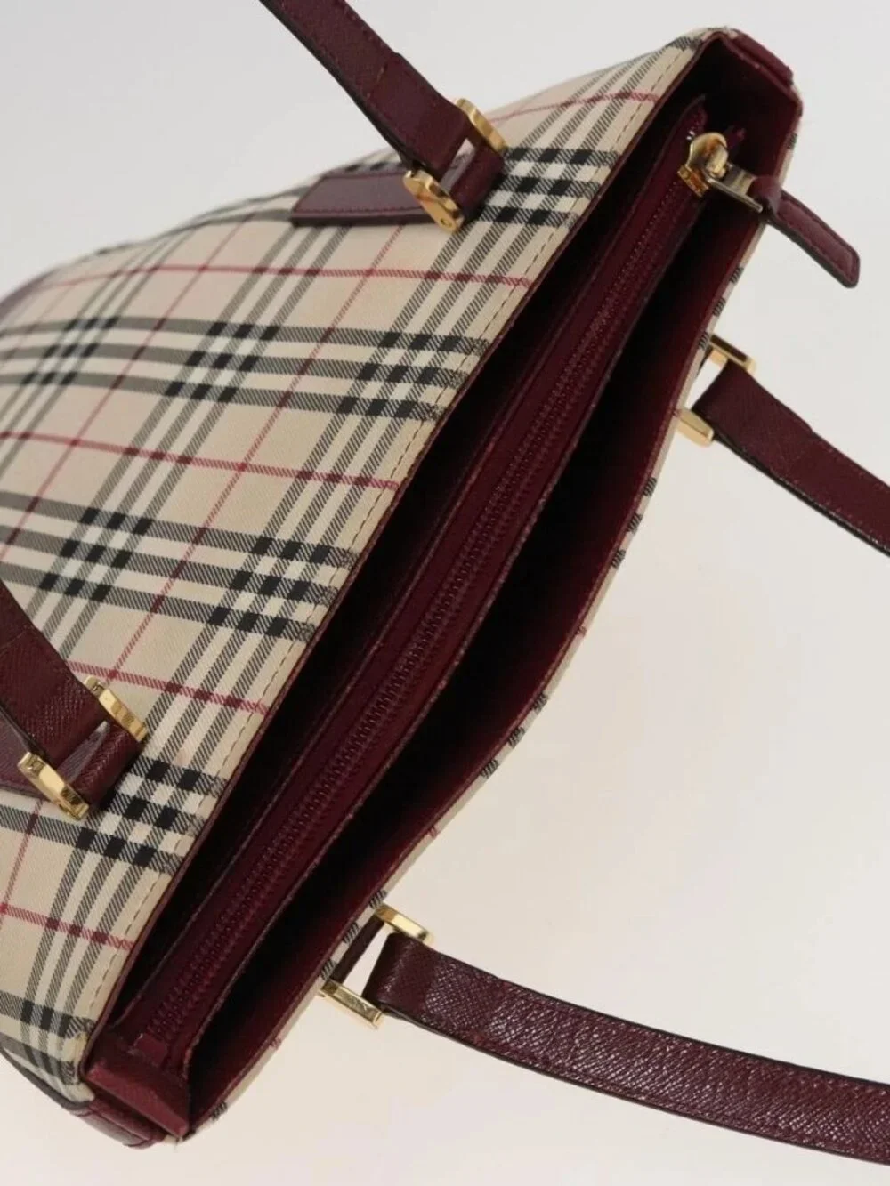 BURBERRY Nova Check Tote Bag Canvas Beige Auth mr278 - Picture 7 of 16